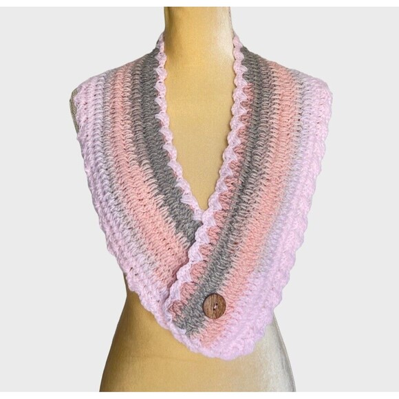 Crochet Cable Knit Scarf Shawl Neck Multicolor Warmer Scarf - Picture 2 of 13